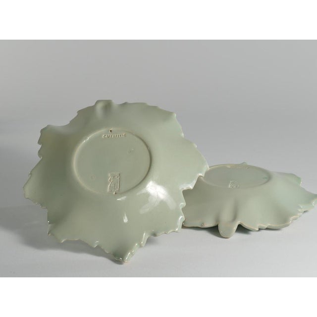 Art Deco Pistamio and Gold Leaf Plates, Set of 7 For Sale - Image 13 of 18