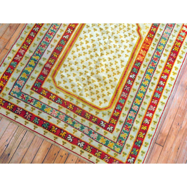 Ivory Antique Zabihi Collection Turkish Ghiordes Prayer Rug For Sale - Image 8 of 10