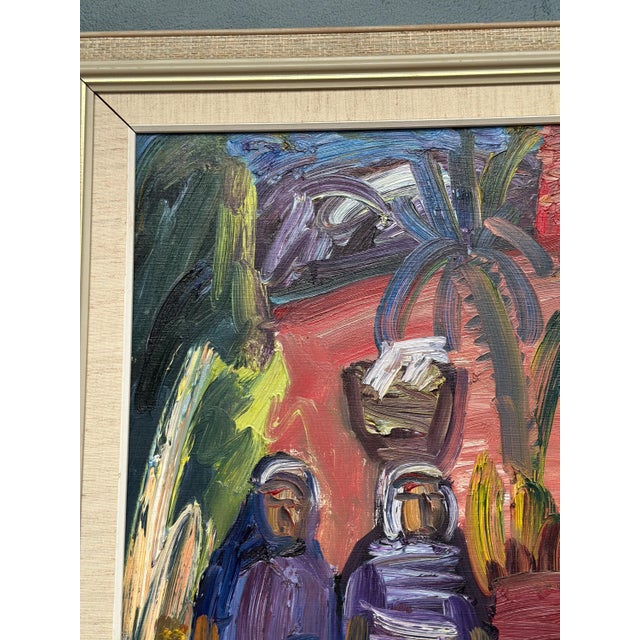 Eric Lo, Villagers, 1950s, Oil on Canvas, Framed For Sale - Image 8 of 11
