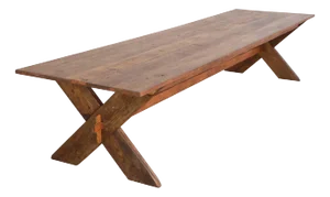 Custom X-Trestle Table in Reclaimed Heart Pine