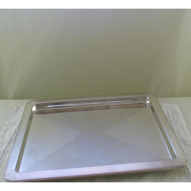 Silver 1970s Vintage/New Lindt Silverplated Oblong Trays With Engraved Corners For Sale - Image 8 of 12