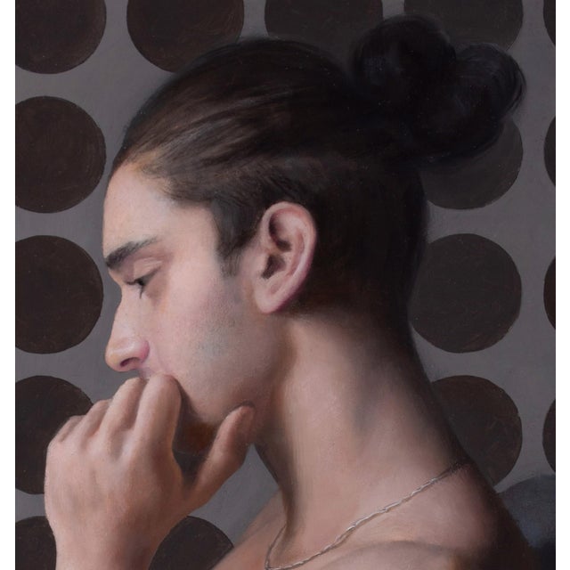 Early 21st Century Decisions by Kelly Birkenruth | Oil on panel Portrait of a young man in profile. For Sale - Image 5 of 5