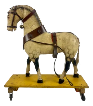 Carved Wooden Hand-Painted Horse on Wheels, 1900s