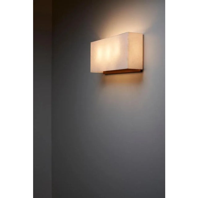Beige Large Wall Lamp with Textured Diffuser and Teak Frame from Kontakt-Werkstätten, 1960 For Sale - Image 8 of 9