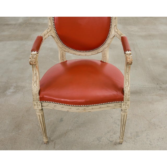 Set of Five French Louis XVI Style Painted Dining Chairs For Sale - Image 9 of 12