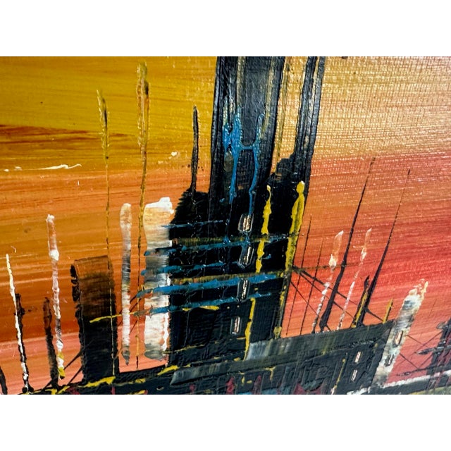 1950s V. Vette, Skyscrapers, Oil on Canvas, 1950s, Framed For Sale - Image 5 of 13