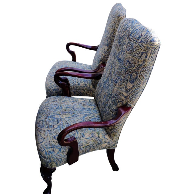 Traditional 1960s Queen Anne style Armchairs by Ethan Allen For Sale - Image 3 of 12