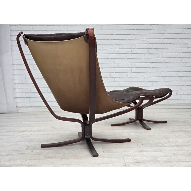Set of Norwegian Falcon Lounge Chair and Ottoman by Sigurd Ressel, 1970s For Sale - Image 14 of 18