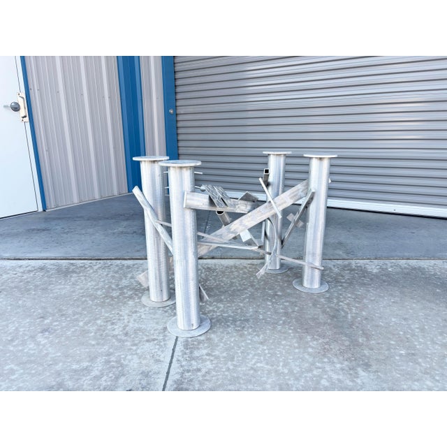 Vintage Glass and Aluminum Cityscape Dining Table For Sale - Image 9 of 13