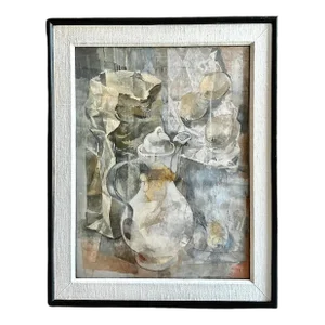 Mid-Century Tempera Painting by Listed Artist Stanley Mitruk