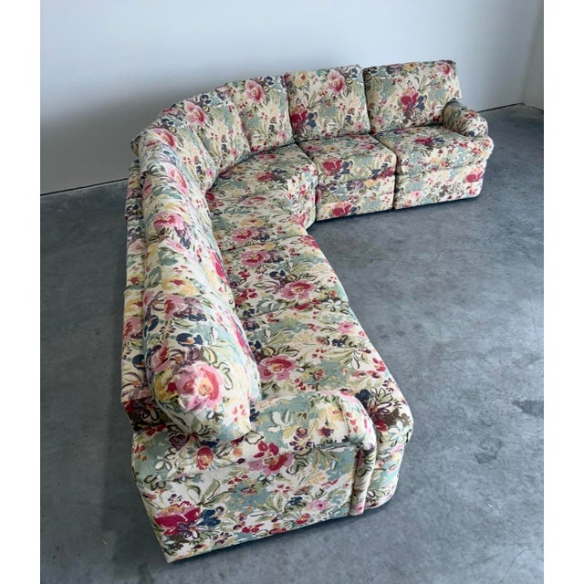 Contemporary Carlton Modular Floral Sectional For Sale - Image 4 of 17