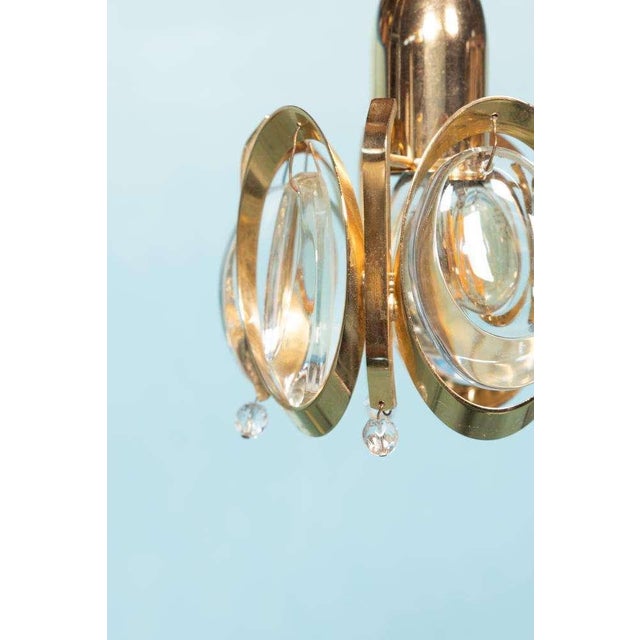 Vintage Brass and Crystal Hanging Lamp from Palwa For Sale - Image 10 of 17