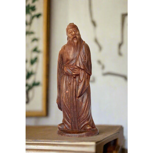 Chinese Chinese Sage Wooden Figure For Sale - Image 3 of 7