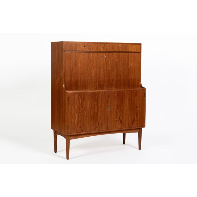 1960s Mid-Century Danish Modern Teak Secretary Desk Cabinet 1960s For Sale - Image 5 of 16