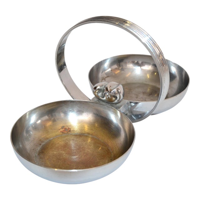 Art Deco Chase Usa Chrome on Brass Twin Candy & Nut Dish Designed Gerth & Gerth For Sale