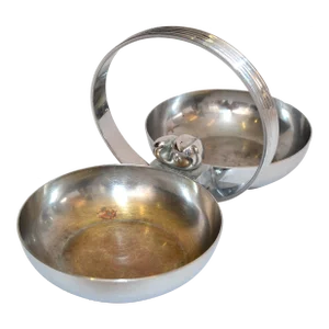 Art Deco Chase Usa Chrome on Brass Twin Candy & Nut Dish Designed Gerth & Gerth