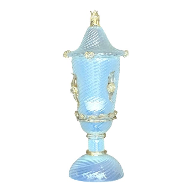 Vintage Italian Swirl Glass Lidded Lamp After Murano For Sale