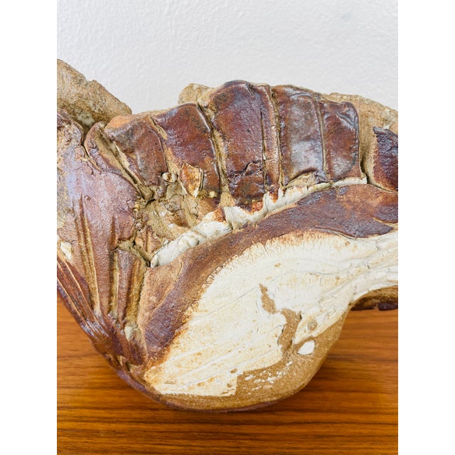 Brown Vintage Rustic Stoneware Art Pottery Vessel Vase Boho Style For Sale - Image 8 of 10