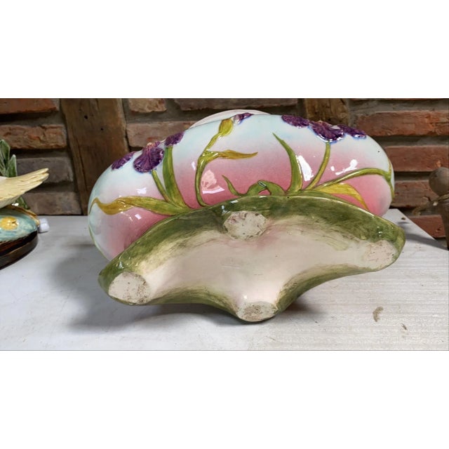 Late 19th Century Majolica Iris Jardiniere Delphin Massier, Circa 1890 For Sale - Image 5 of 6