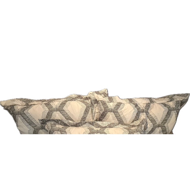 Custom Lumbar Grey & Cream Embroidered Pillows- Set of 3 For Sale - Image 4 of 7