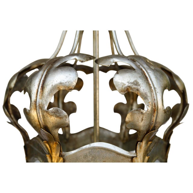 Gold Antique Italian Tole Hanging Lantern For Sale - Image 8 of 8