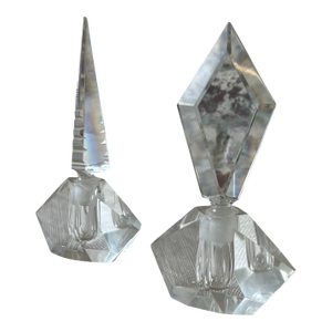 Vintage Cut Crystal Perfume Bottles – Geometric Stoppers (Set of 2)