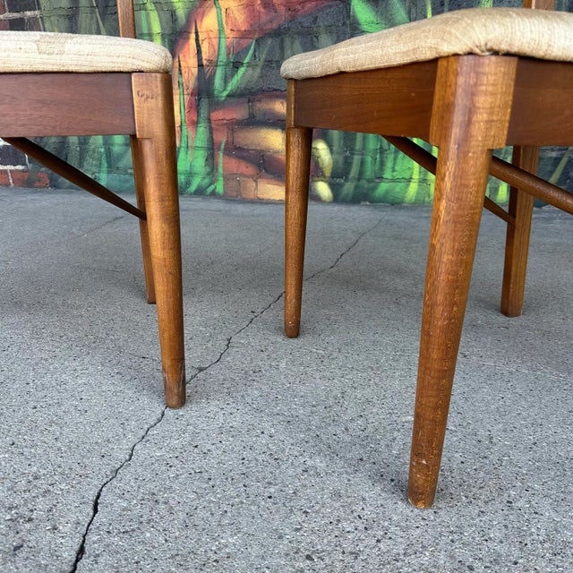 Mid 20th Century Mid 20th Century Pair of American of Martinsville Mid Century Walnut Cane Back Dining Chairs For Sale - Image 5 of 12