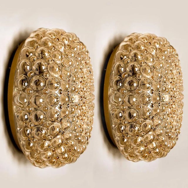 Amber Glass Wall Lights by Helena Tynell for Glashütte Limburg, Set of 2 For Sale - Image 3 of 16