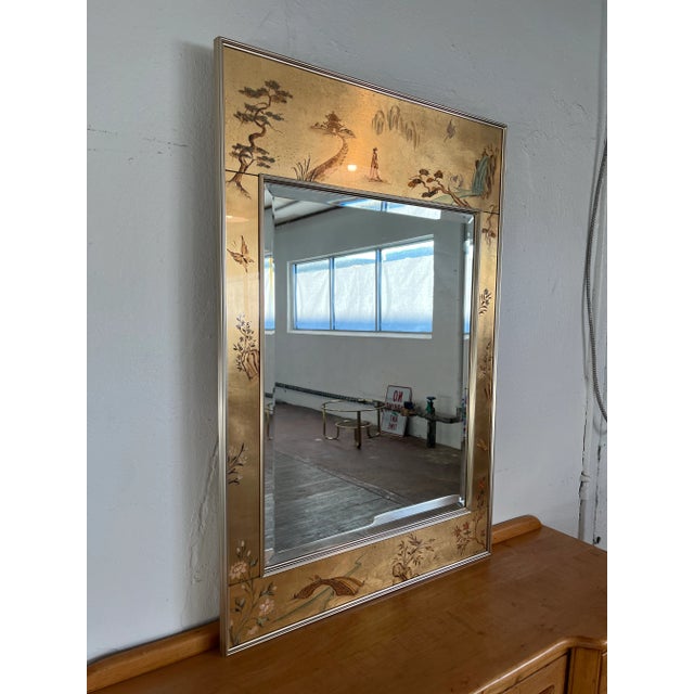 LaBarge Chinoiserie Hand Painted Mirror Signed & Dated For Sale - Image 9 of 10