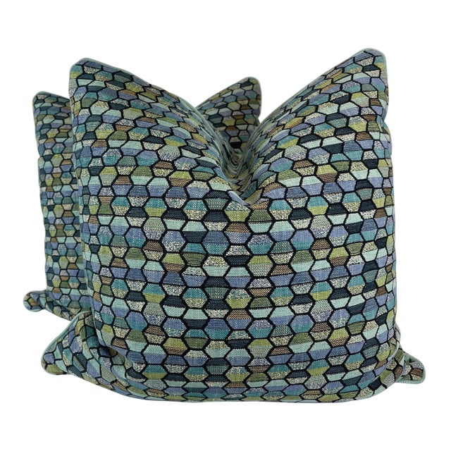 Clarke & Clarke "Cosmic" in Multi 22" Pillows-A Pair For Sale