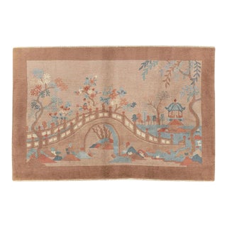 Galerie Shabab Collection Mid-20th Century Handmade Chinese Art Deco Throw Rug For Sale