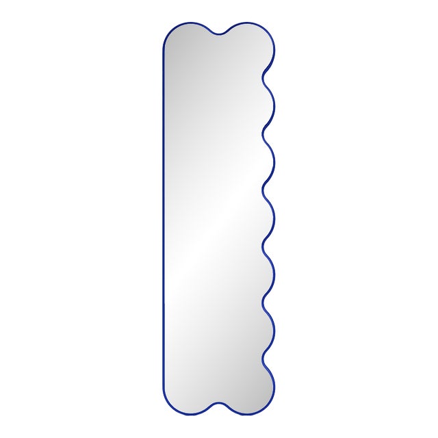 Hvyli Q9 - Narrow Modern Asymmetrical Blue Mirror by Oitoproducts For Sale