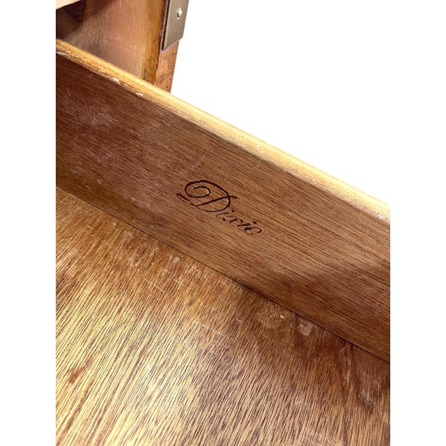 Vintage Campaign Style Five Drawer Dresser by Dixie With Brass-Toned Hardware and Dovetailed Drawers For Sale - Image 10 of 11