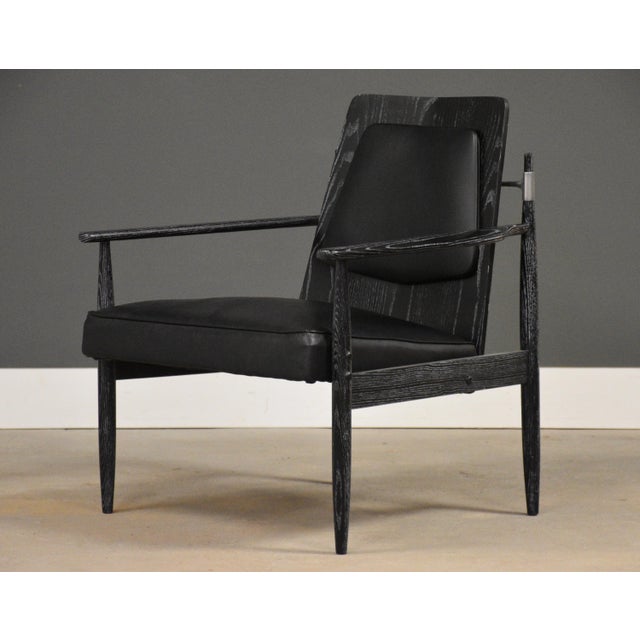 1950s Danish Modern Ebonized Black Cerused Lounge Chair For Sale In Boston - Image 6 of 12