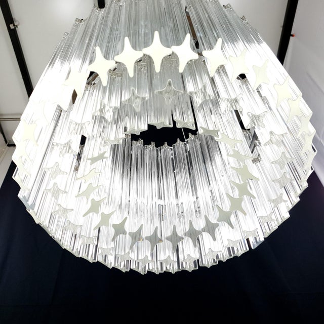 Vintage Round Chandelier with Handmade Murano Glass and Crystal Quadrihedrons, Italy, 1971 For Sale - Image 17 of 18