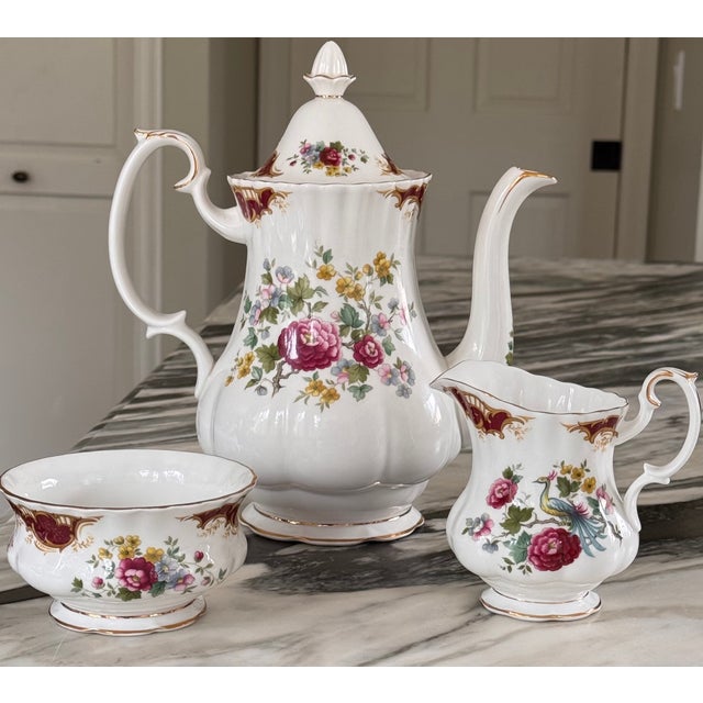 Late 20th Century Royal Albert Chatelaine Coffee Pot, Sugar & Creamer - Set of 3 For Sale - Image 5 of 13