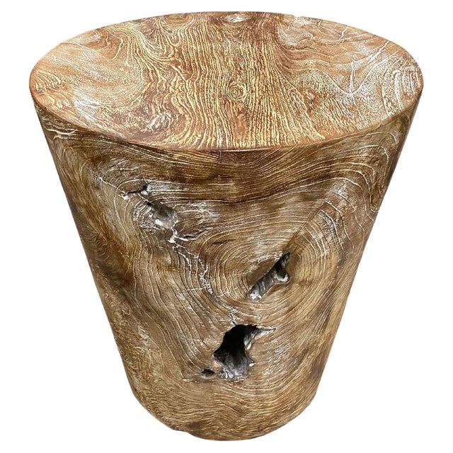 Andrianna Shamaris Organic Cerused Teak Wood Side Table For Sale - Image 15 of 18