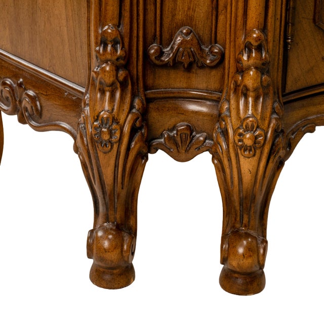 1960s Vintage French Provincial Walnut Credenza Buffet Sideboard Carved Rococo 79" For Sale - Image 5 of 18