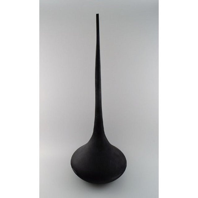 Colossal Matt Black Drop-Shaped Murano Vase For Sale - Image 3 of 11