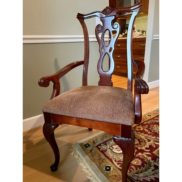Styled After Thomasville Collector's Cherry Dining Table and Chairs For Sale - Image 9 of 15