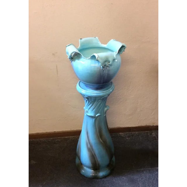 Gray Art Nouveau Column Vase with Ceramic Cachepot, 1890s For Sale - Image 8 of 8