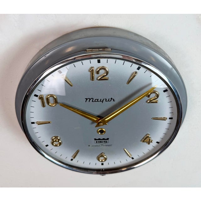 Vintage Indian Mechanical Wall Clock from HES, 1960s For Sale - Image 4 of 18