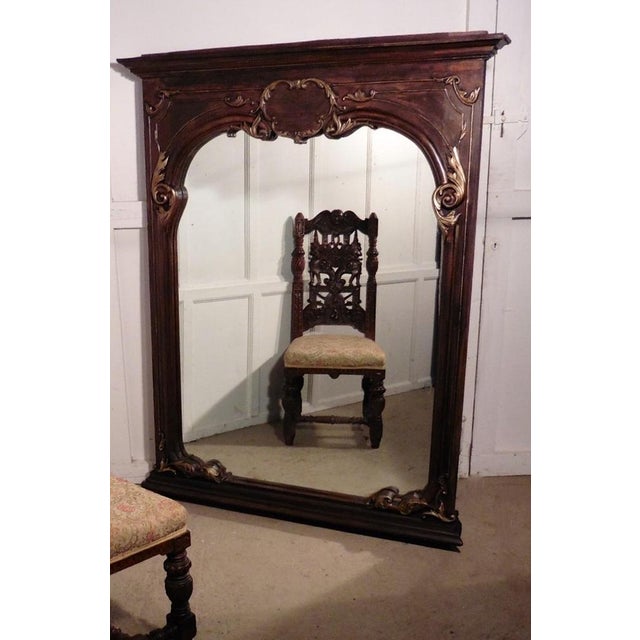 Wood Large French Carved Oak Wall Mirror For Sale - Image 7 of 8