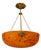 French Art Deco Mottled Orange Glass & Brass Pendant Light, 1930s For Sale