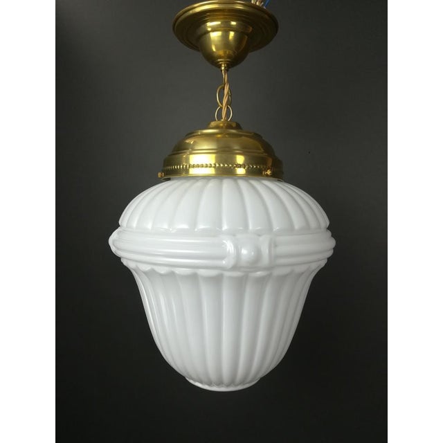 Milky Glass Pendant Lamp, Germany, 1920s For Sale - Image 6 of 10