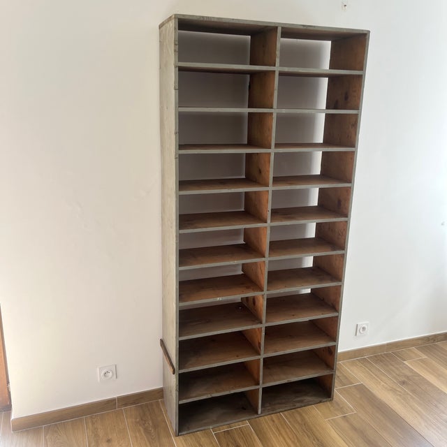 Wood Large Antique Workshop Cabinet with Patinated Wooden Compartments, 1960s For Sale - Image 7 of 18