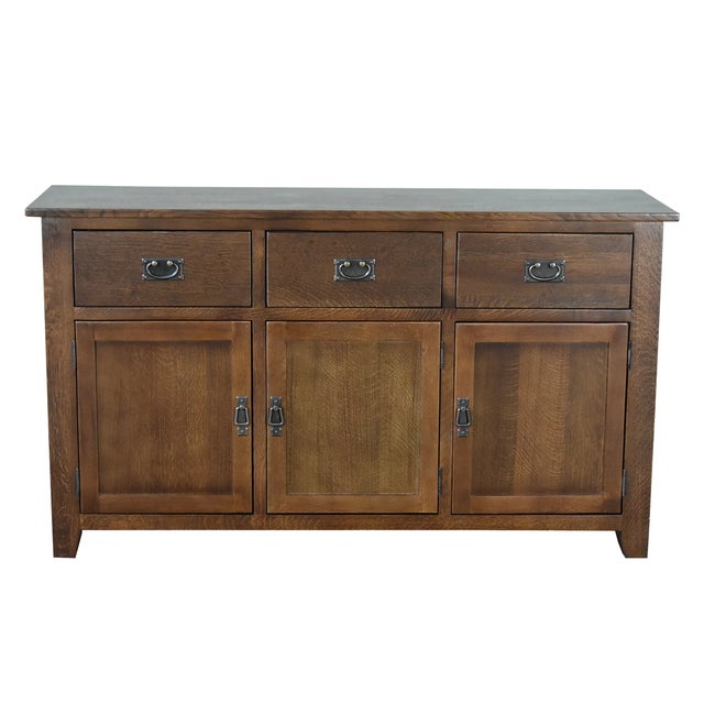 Brown Crafters and Weavers Mission Solid Oak 3 Drawer 3 Door Sideboard - Walnut For Sale - Image 8 of 8