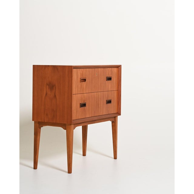 1960s Scandinavian Teak Bedside Table with Two Drawers, 1960s For Sale - Image 5 of 10