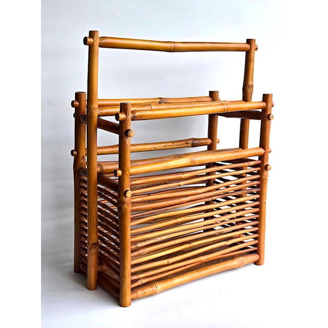 1960s 1960s Paul Frankl Style Bamboo Magazine Rack For Sale - Image 5 of 10