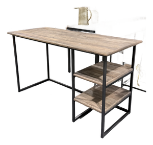 Restoration Hardware Fulton Reclaimed Elm Industrial Desk With Open Shelving